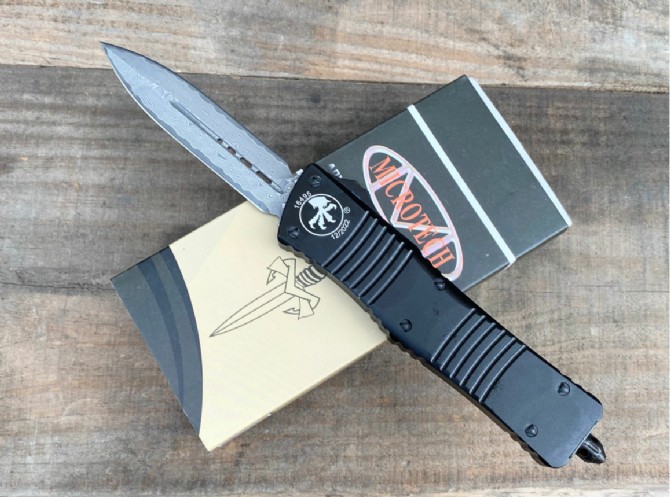 Microtech Cerberus Straight Jump Knife (Damascus Steel) - Night Stalker ...