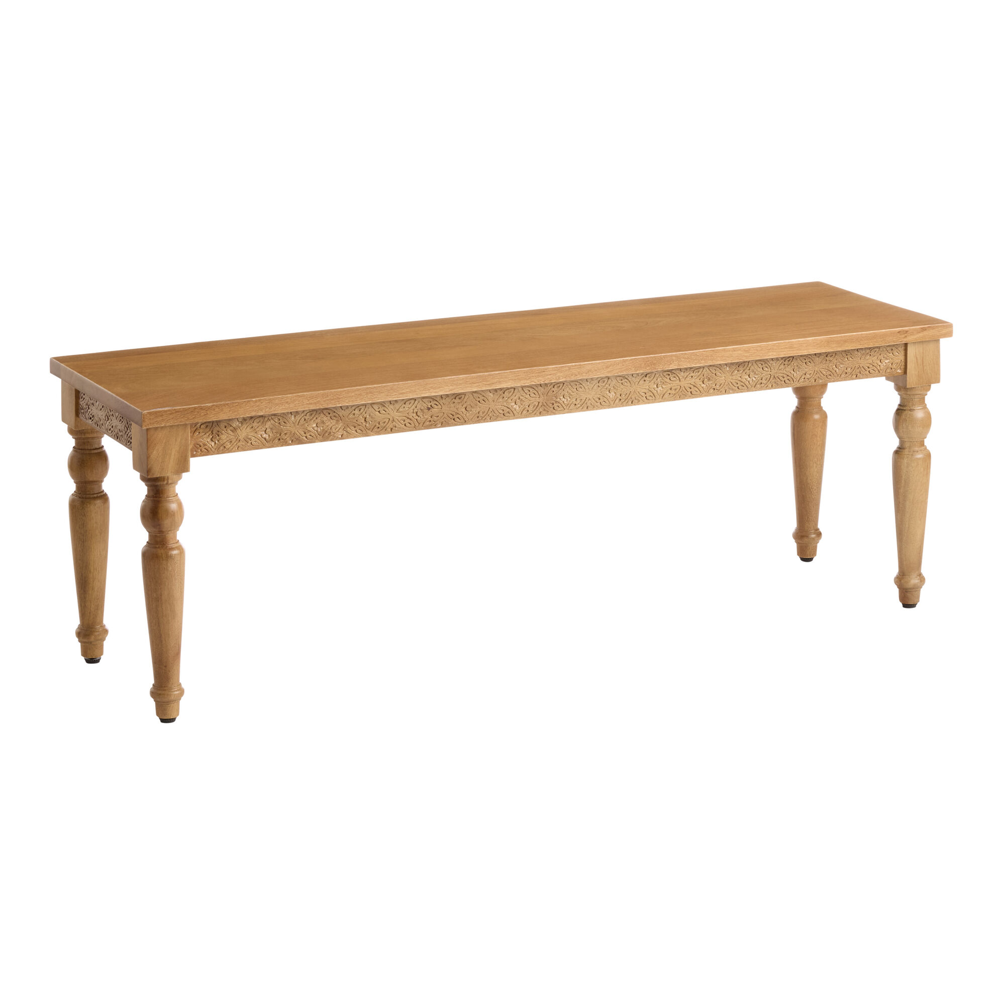 Nisha Hand Carved Wood Medallion Dining Bench