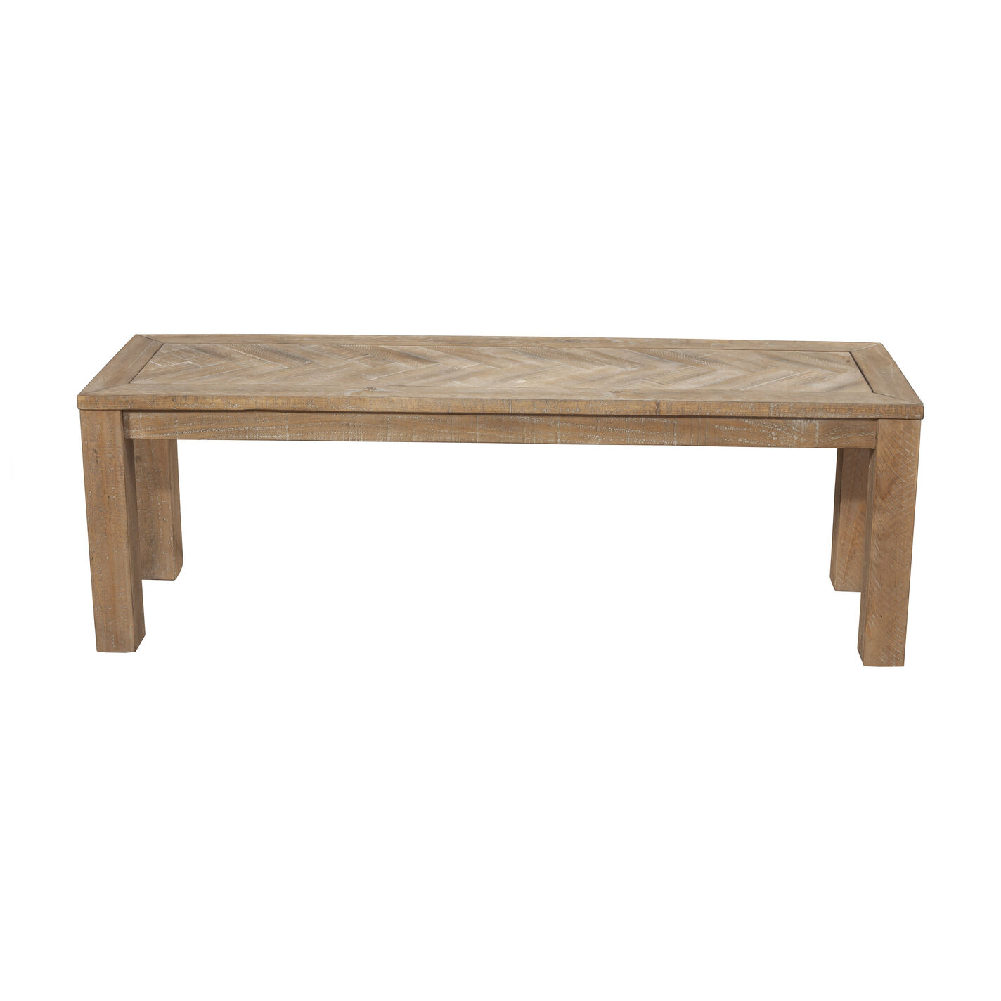 Keaton Weathered Pine and Herringbone Dining Bench