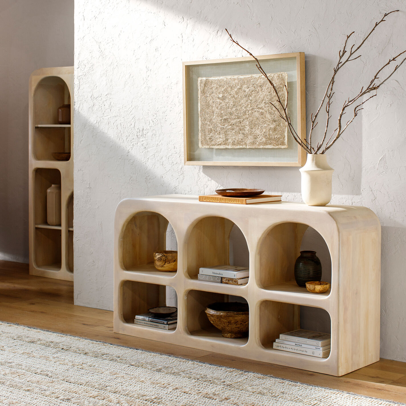 Panyer Short Ivory Mango Wood Bookshelf