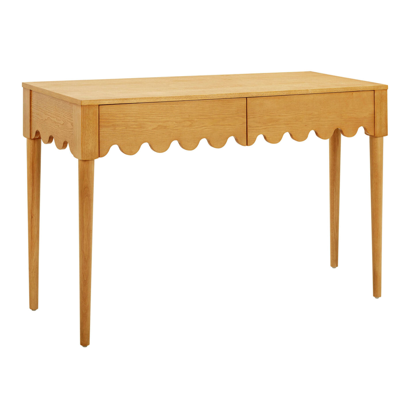 Juliana Natural Ash Wood Scalloped Desk with Drawers