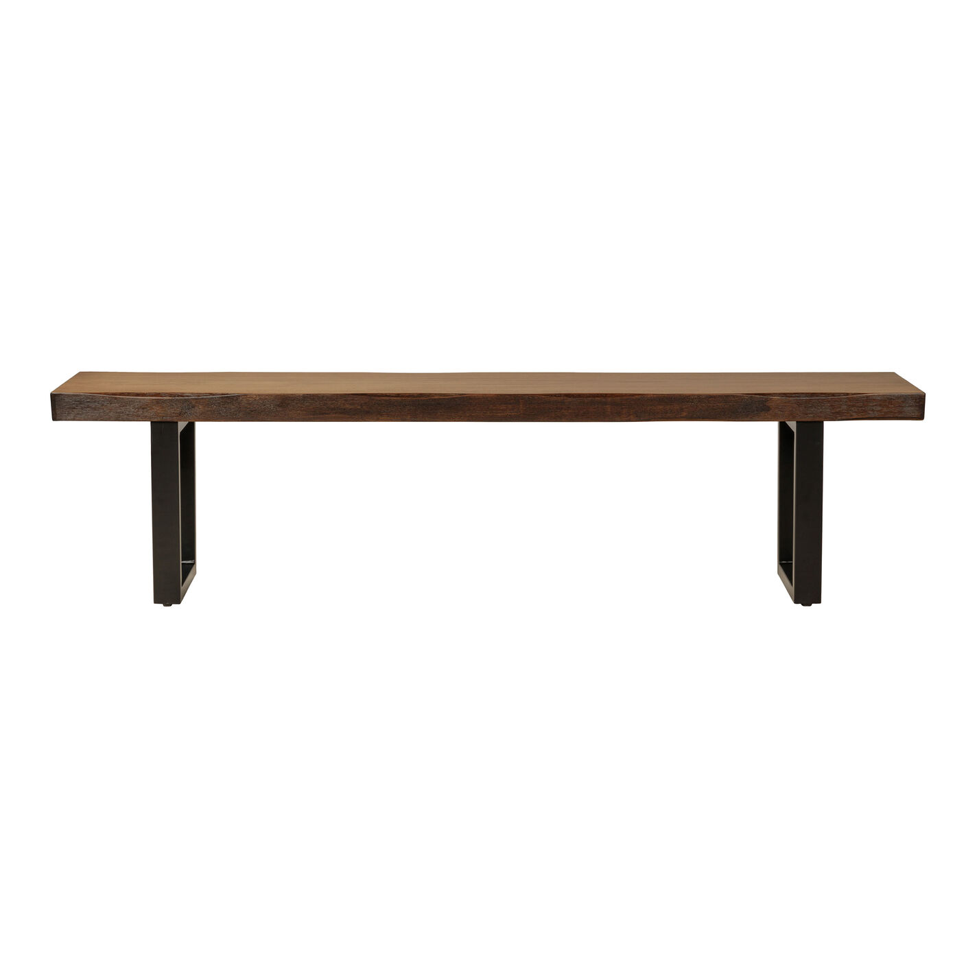 Channing Light Walnut Faux Live Edge Wood and Metal Dining Bench