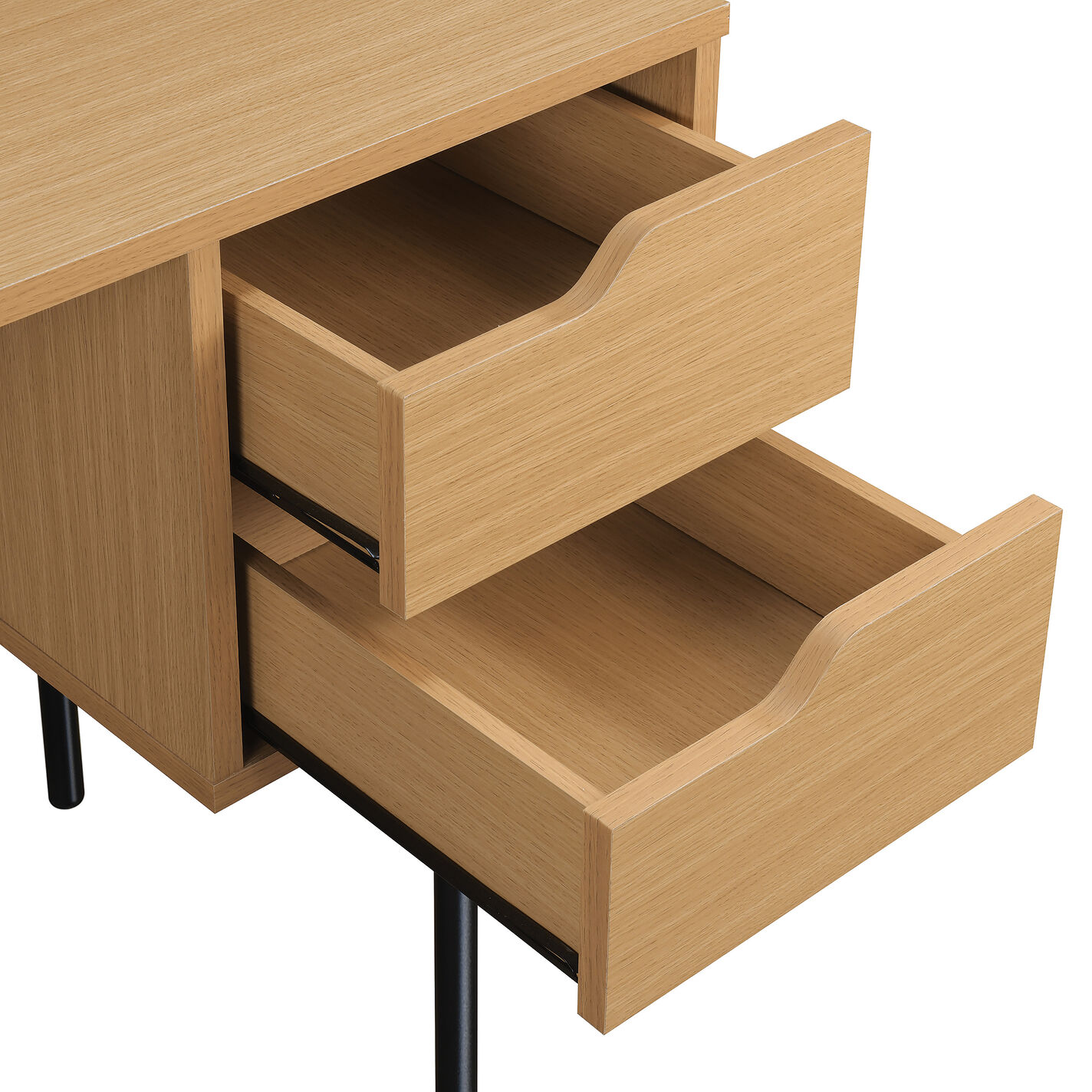 Landon Natural Wood Scandi Writing Desk with Drawers