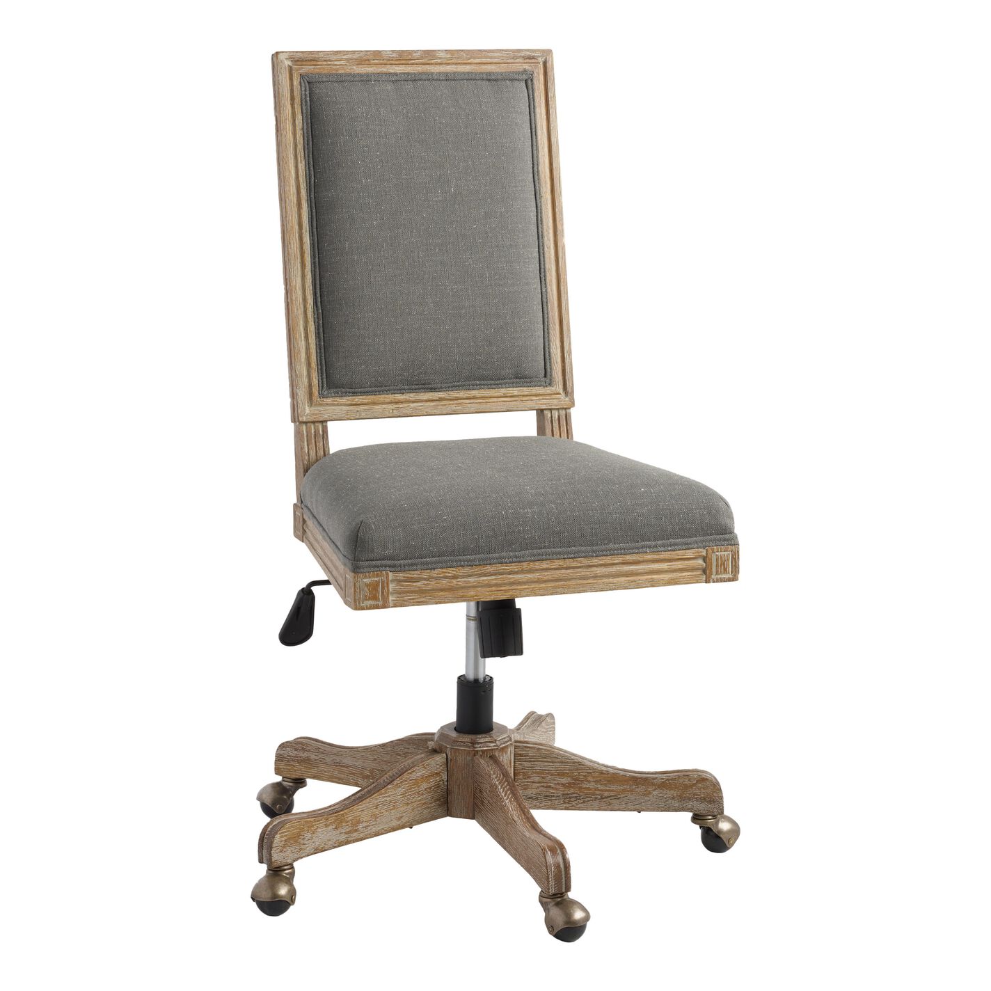 Paige Charcoal Gray Linen Square Back Office Chair