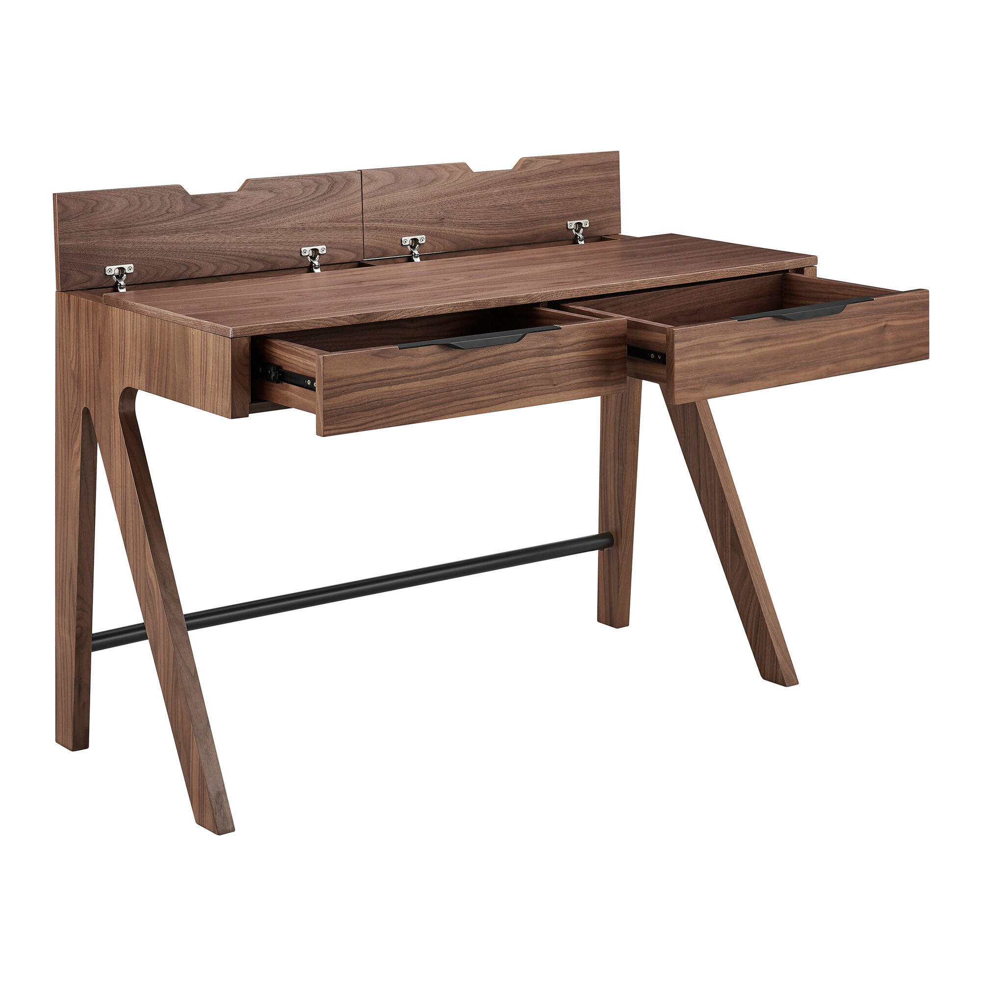 Baker Walnut Brown Wood Desk with Drawers