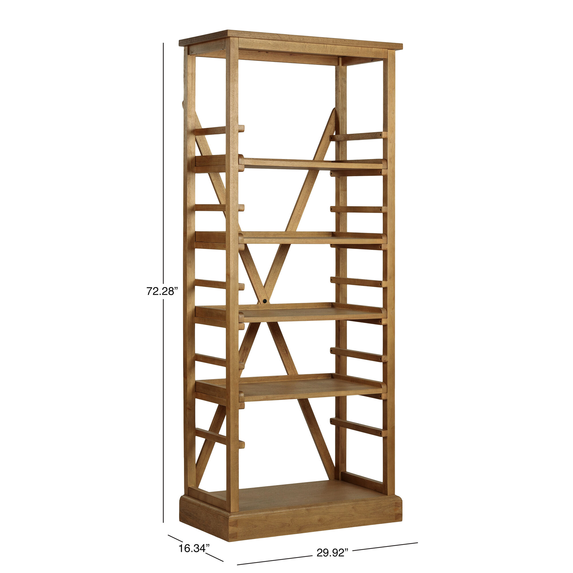 Wood Campaign X Back Bookshelf