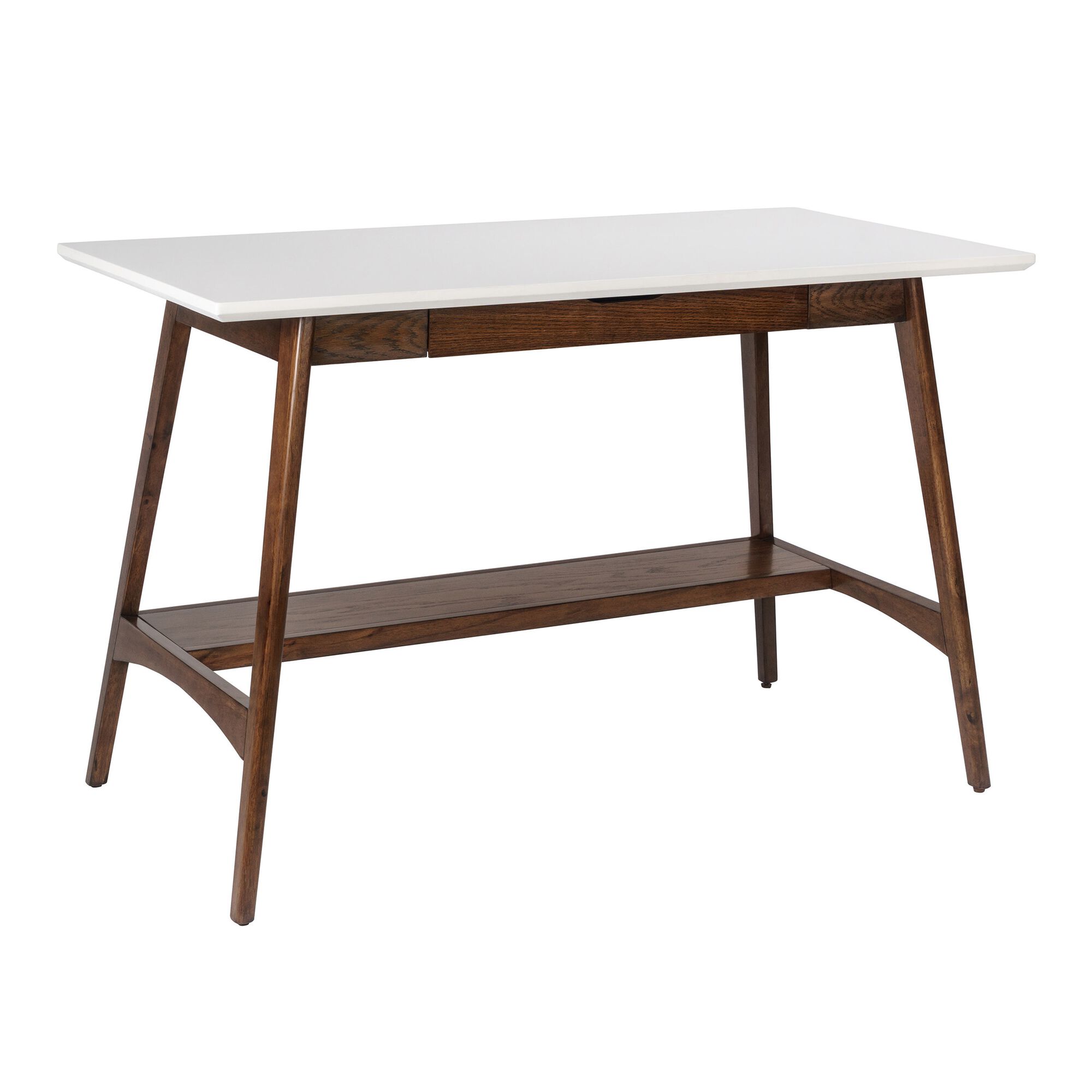 Off White Two Tone Desk With Drawer And Shelf