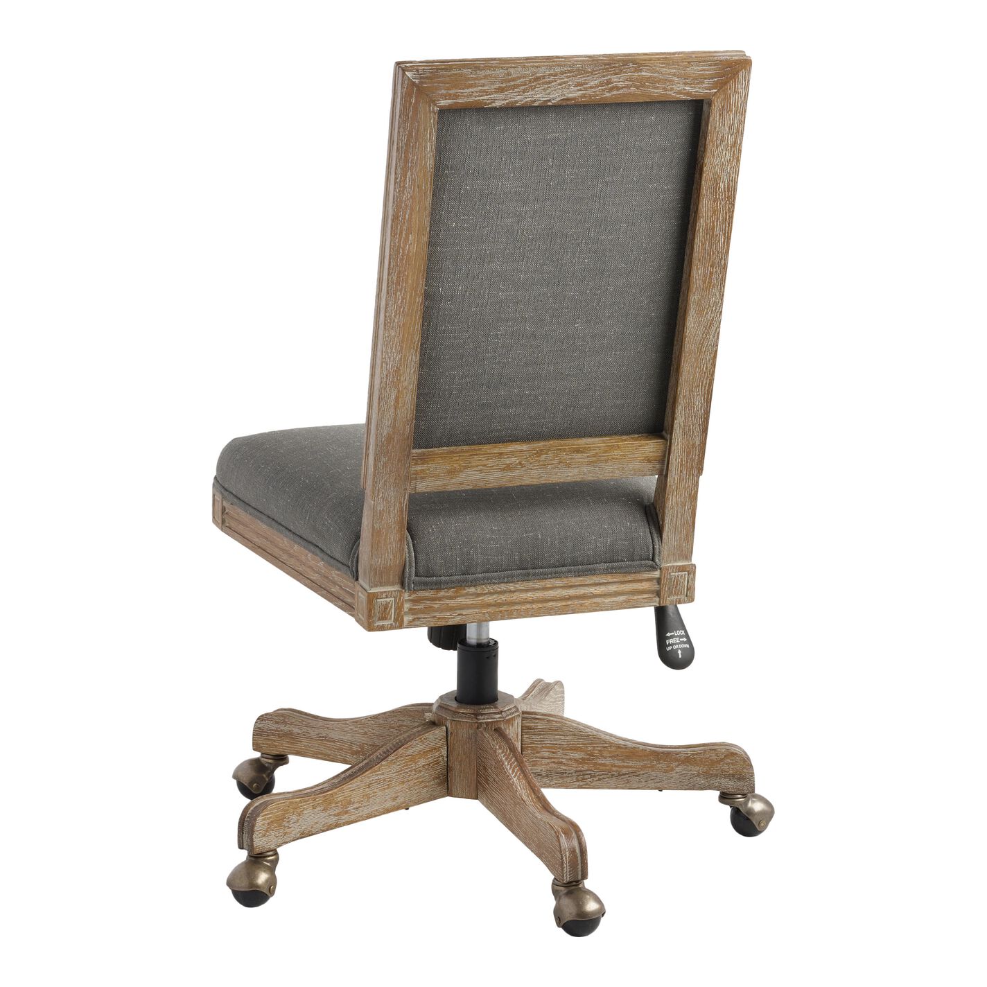 Paige Charcoal Gray Linen Square Back Office Chair
