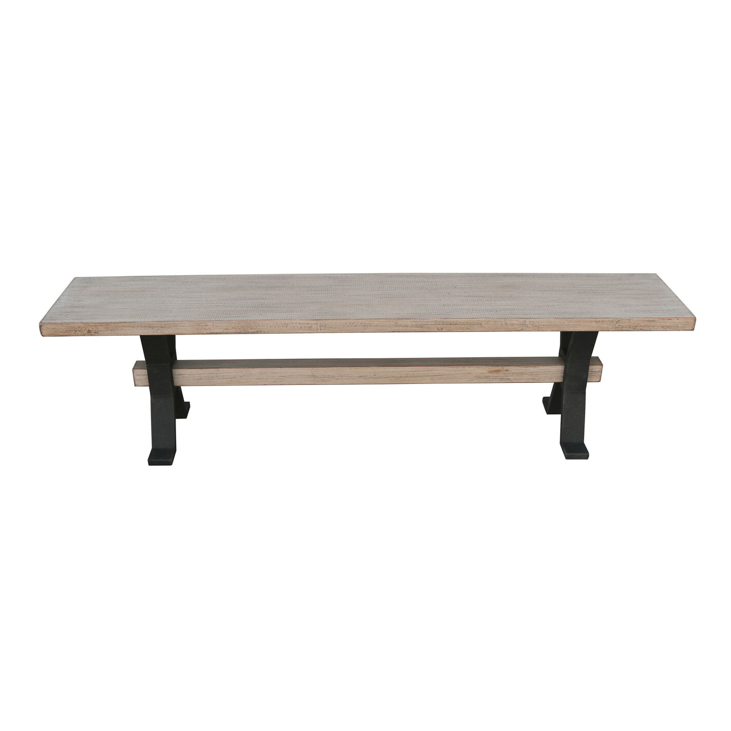 Saga Reclaimed Pine Wood and Iron Dining Bench