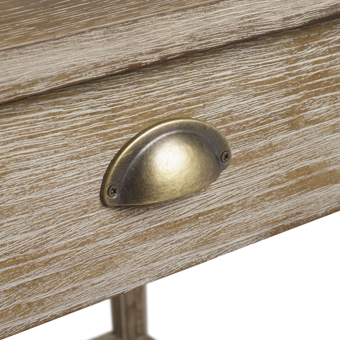 Paige Distressed Oak Wood Desk with Drawers