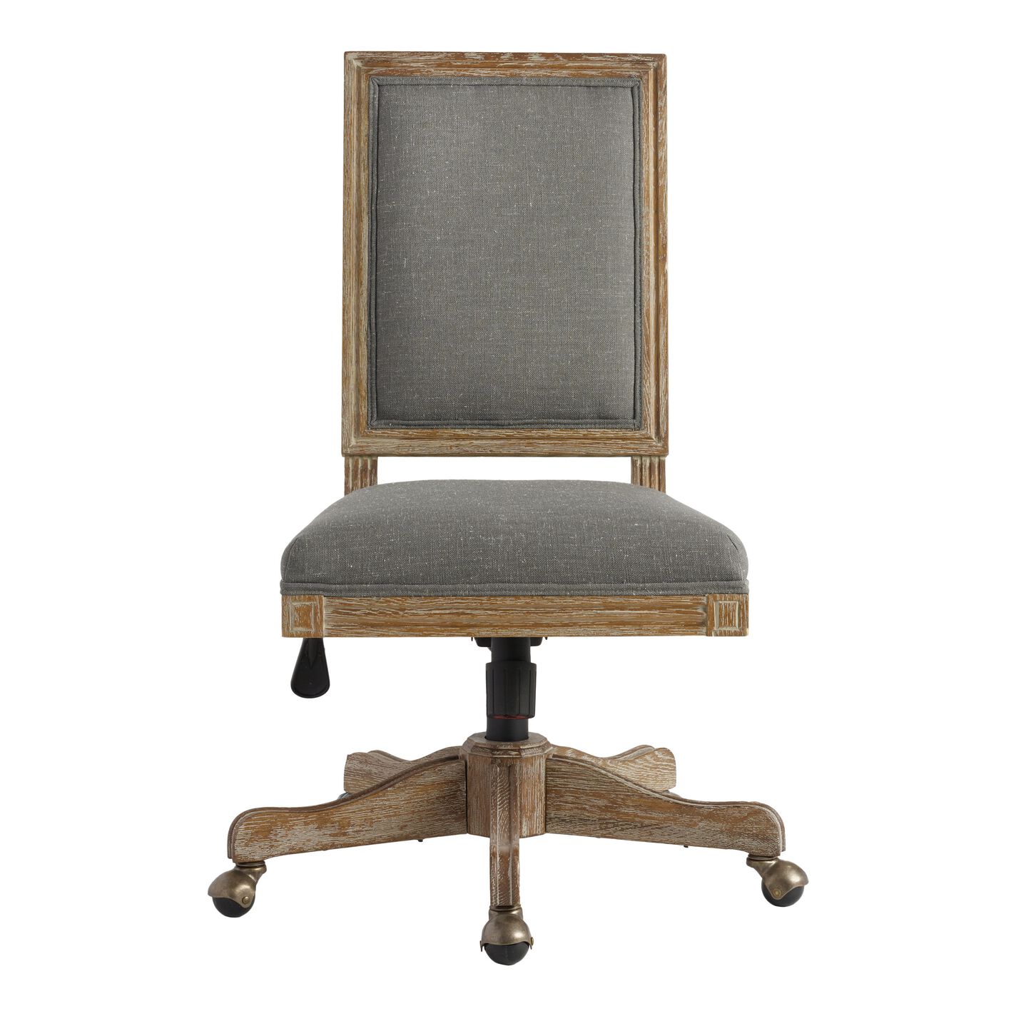 Paige Charcoal Gray Linen Square Back Office Chair