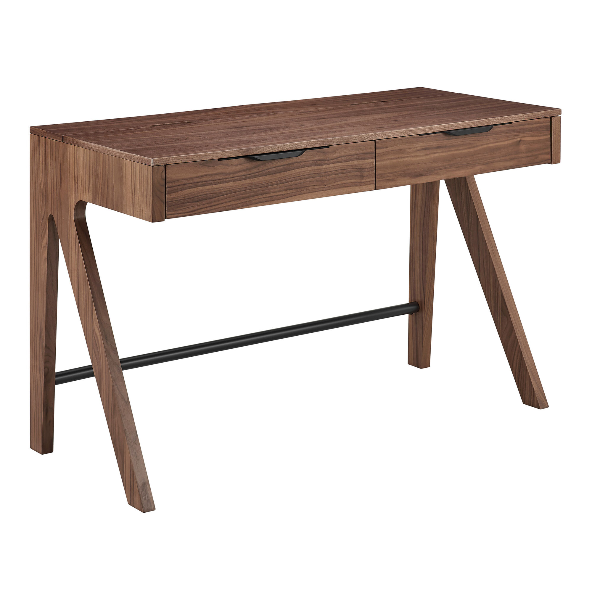 Baker Walnut Brown Wood Desk with Drawers