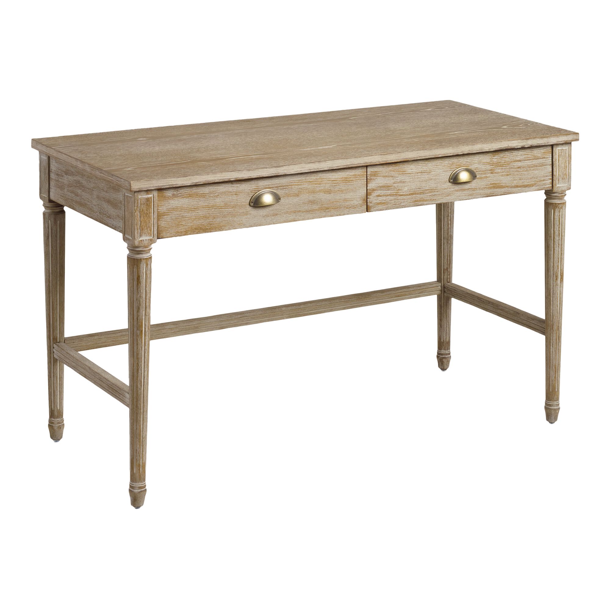 Paige Distressed Oak Wood Desk with Drawers