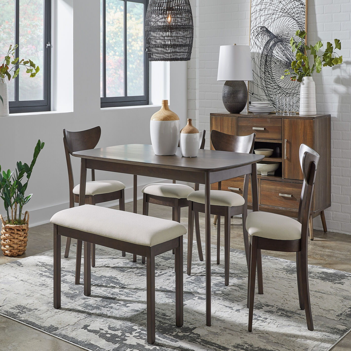 Briar Wood Upholstered Dining Bench