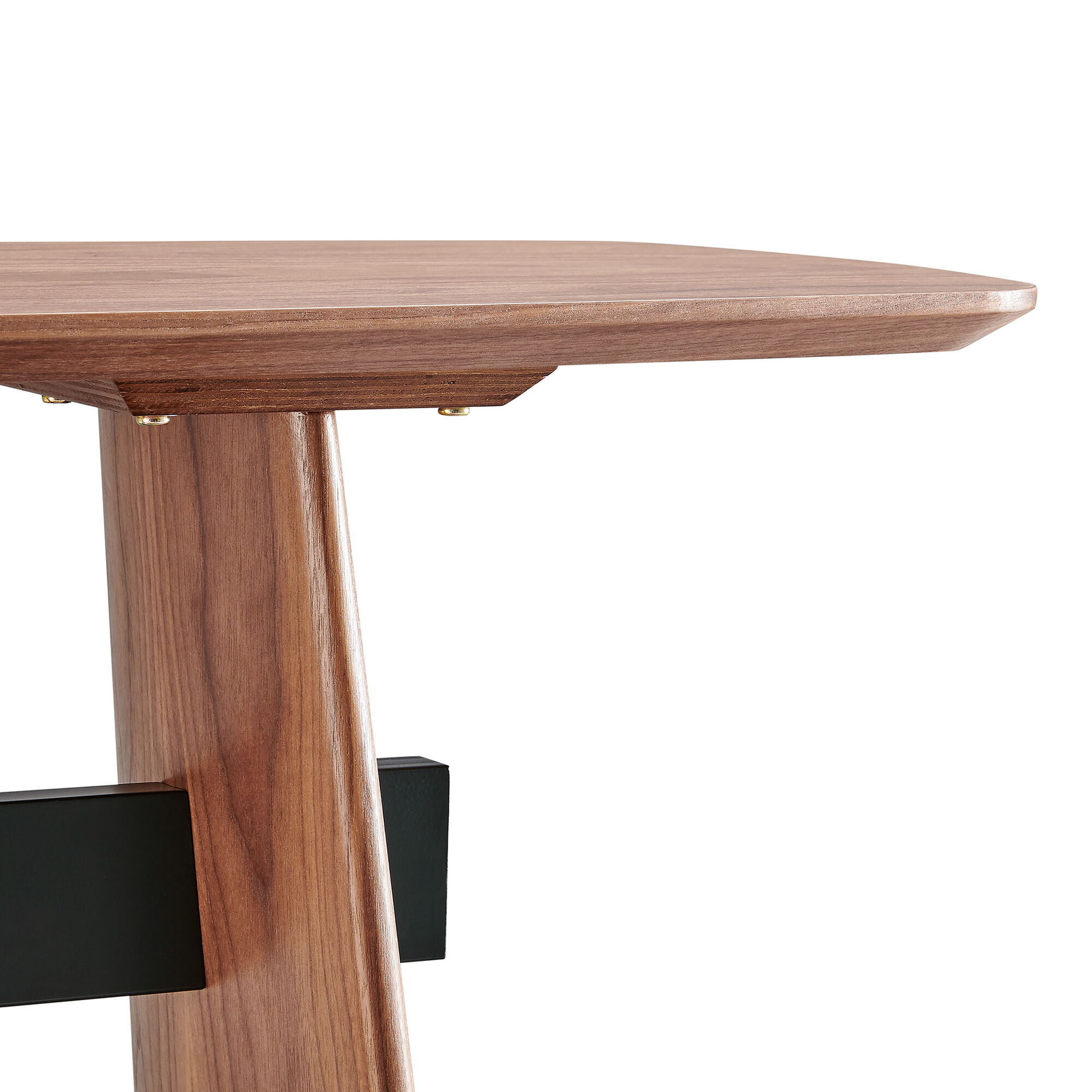 Thrale Walnut Brown Wood And Black Metal Desk