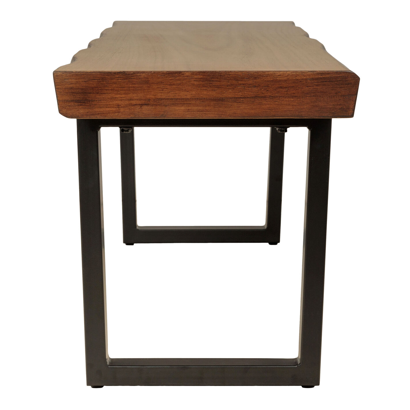 Channing Light Walnut Faux Live Edge Wood and Metal Dining Bench