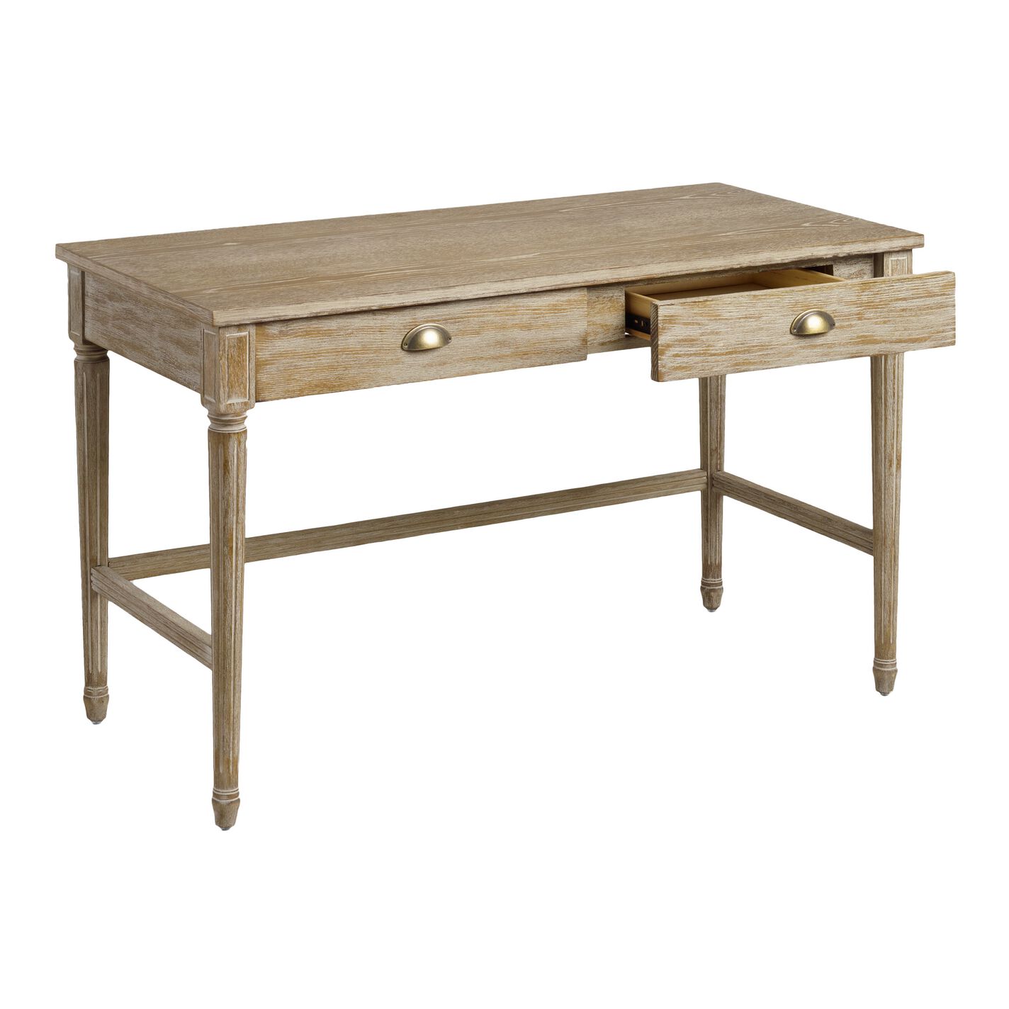 Paige Distressed Oak Wood Desk with Drawers