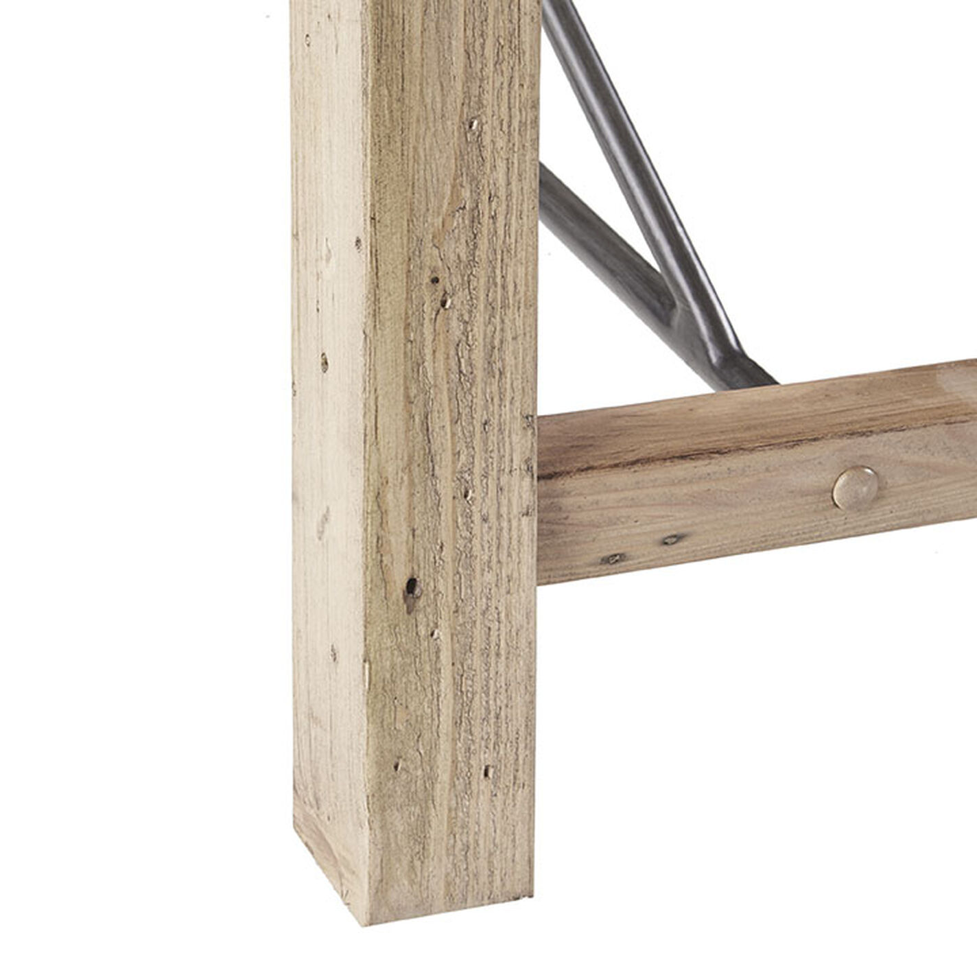 Verde Natural Pine Wood and Metal Dining Bench