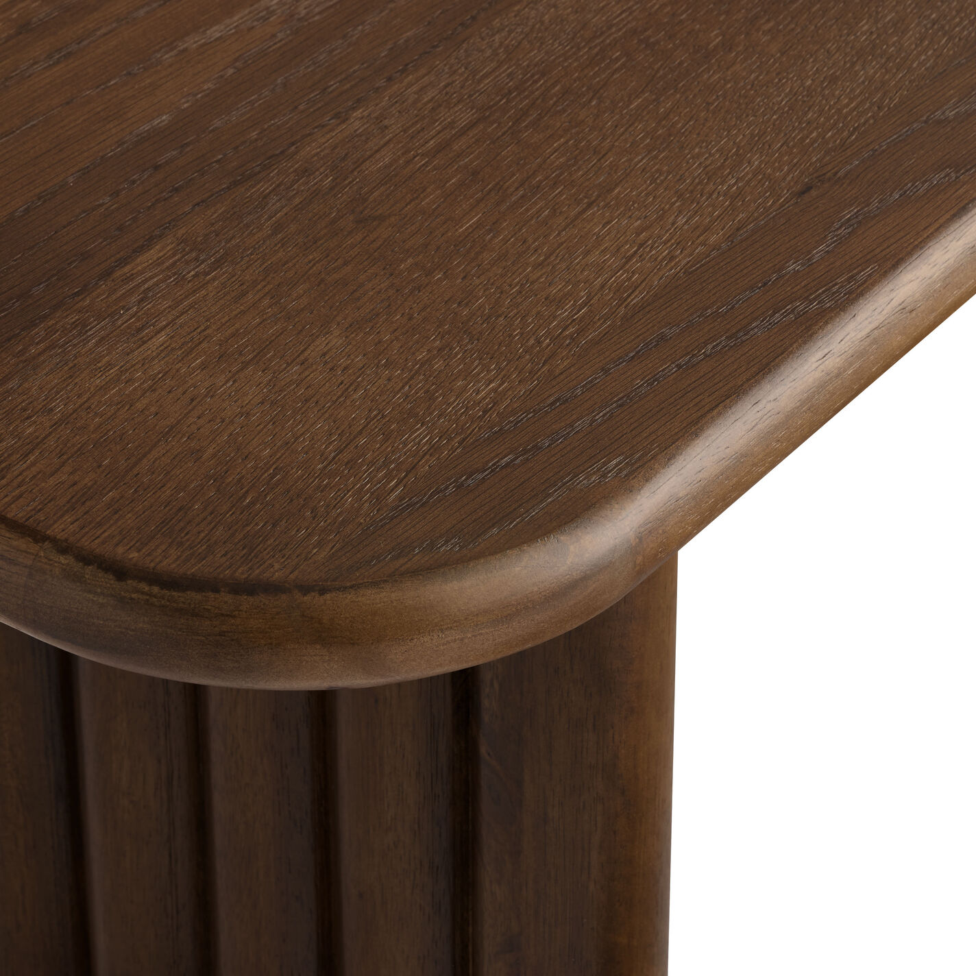 Arnett Umber Brown Wood Fluted Mid Century Dining Bench