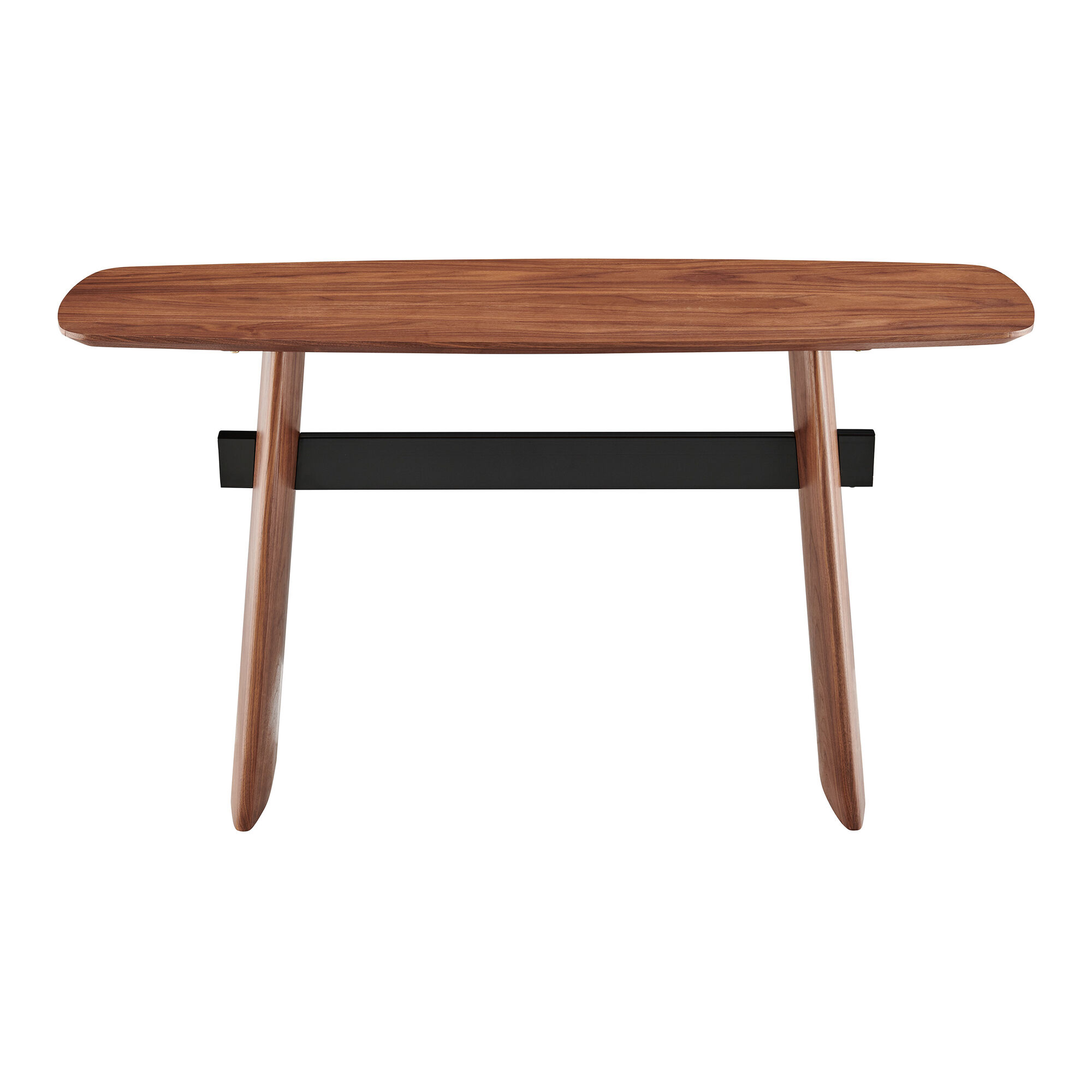 Thrale Walnut Brown Wood And Black Metal Desk