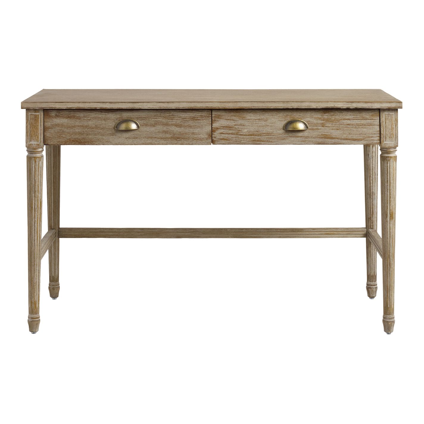 Paige Distressed Oak Wood Desk with Drawers