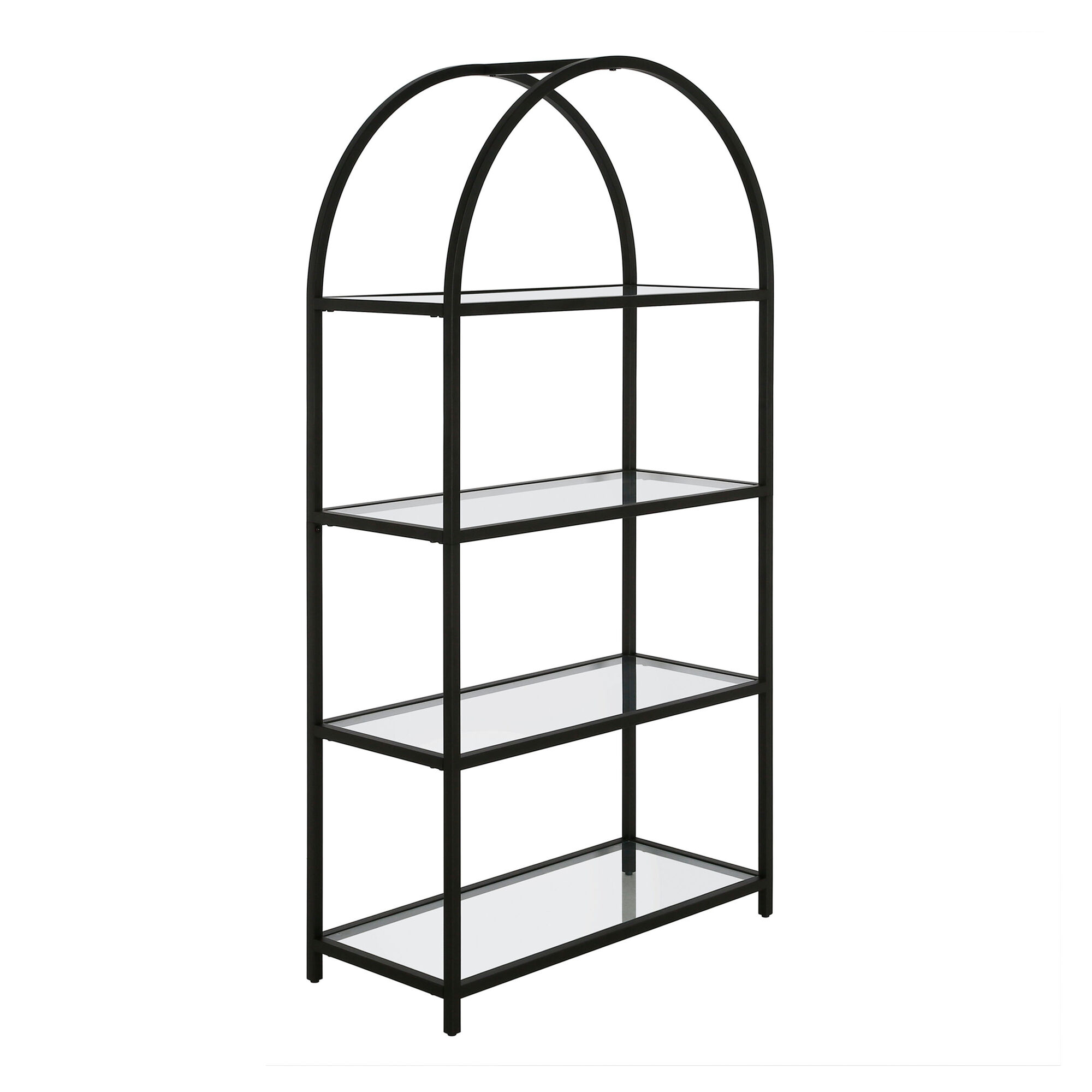 Desak Hand Painted Metal and Glass Arched Bookshelf
