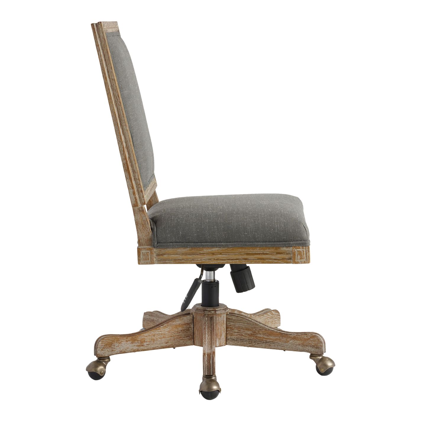 Paige Charcoal Gray Linen Square Back Office Chair