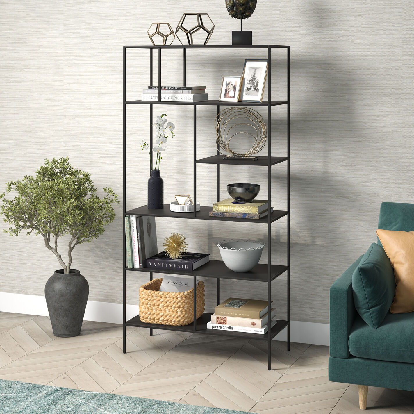 Ponsford Blackened Bronze Asymmetrical Bookshelf