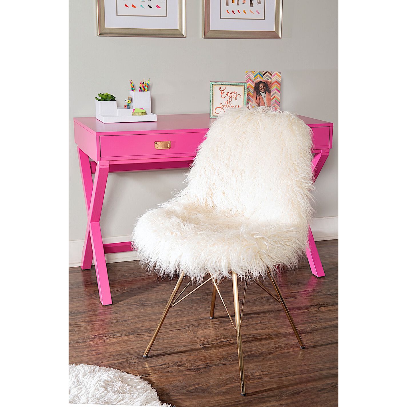 Cypress Ivory Faux Flokati Upholstered Chair