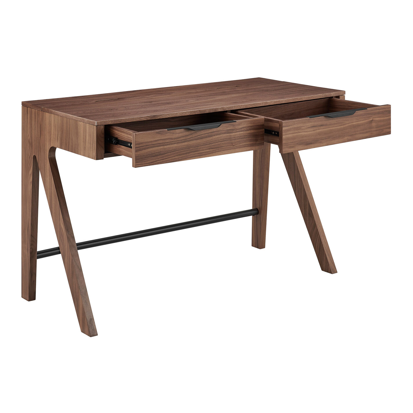 Baker Walnut Brown Wood Desk with Drawers