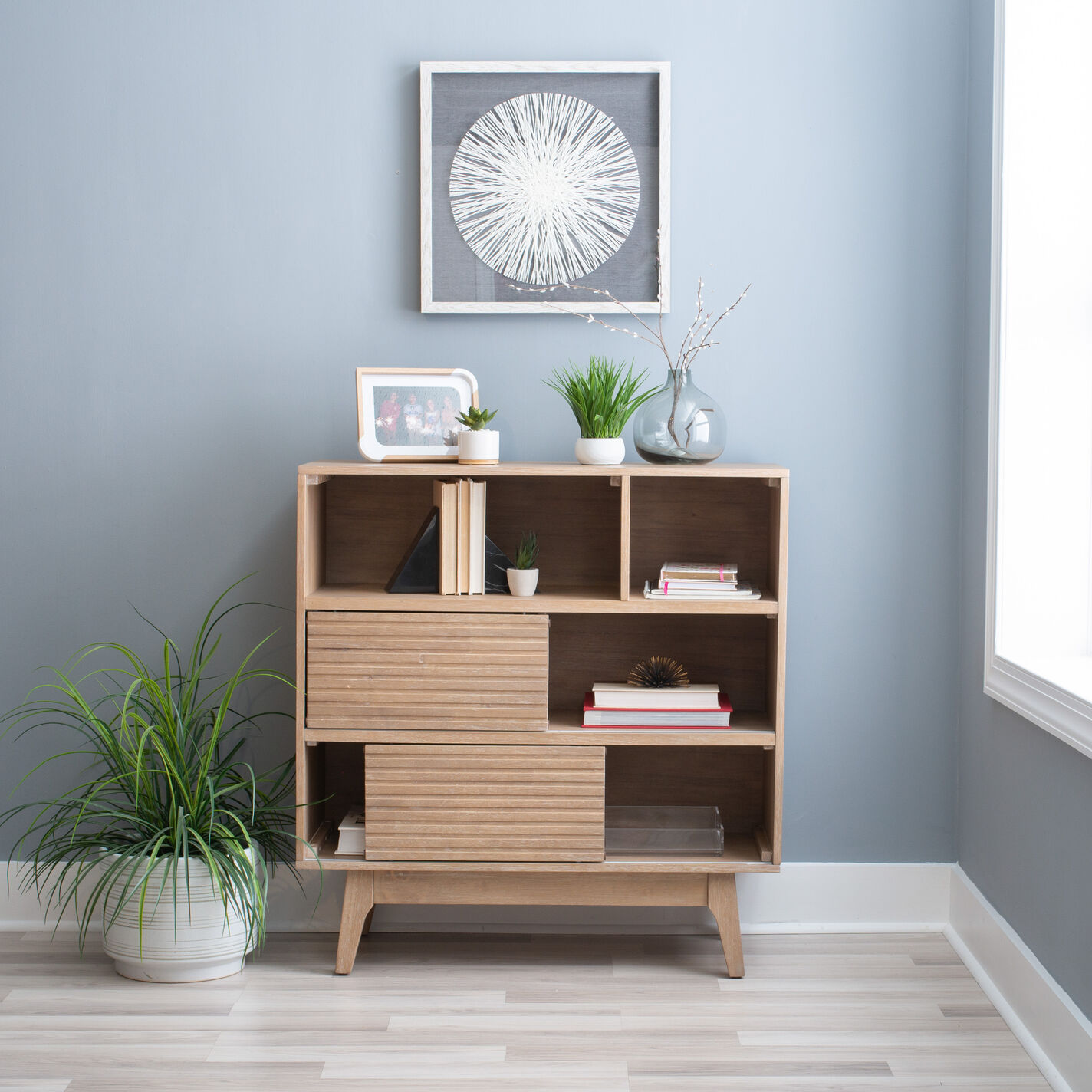 Saskia Low Wood Mid Century Bookshelf