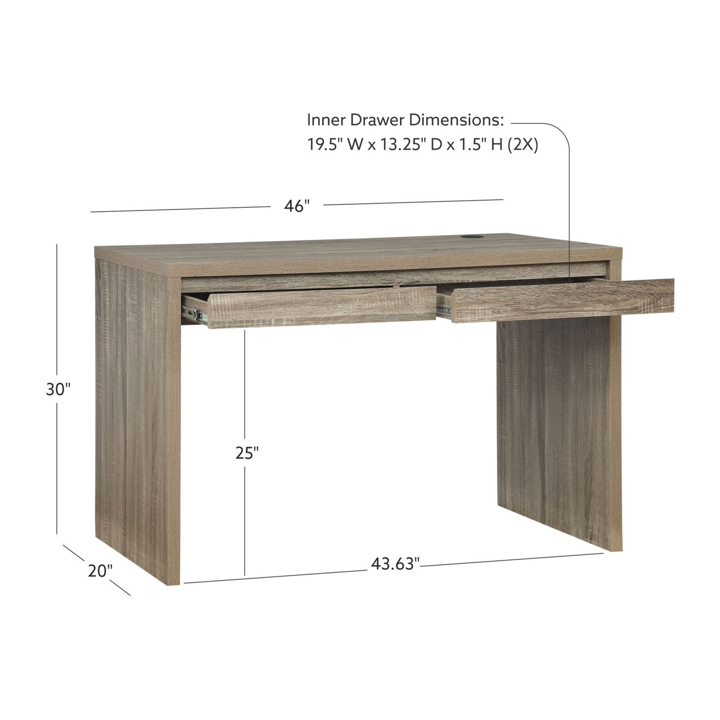 Bream Gray Modern Desk with Drawers