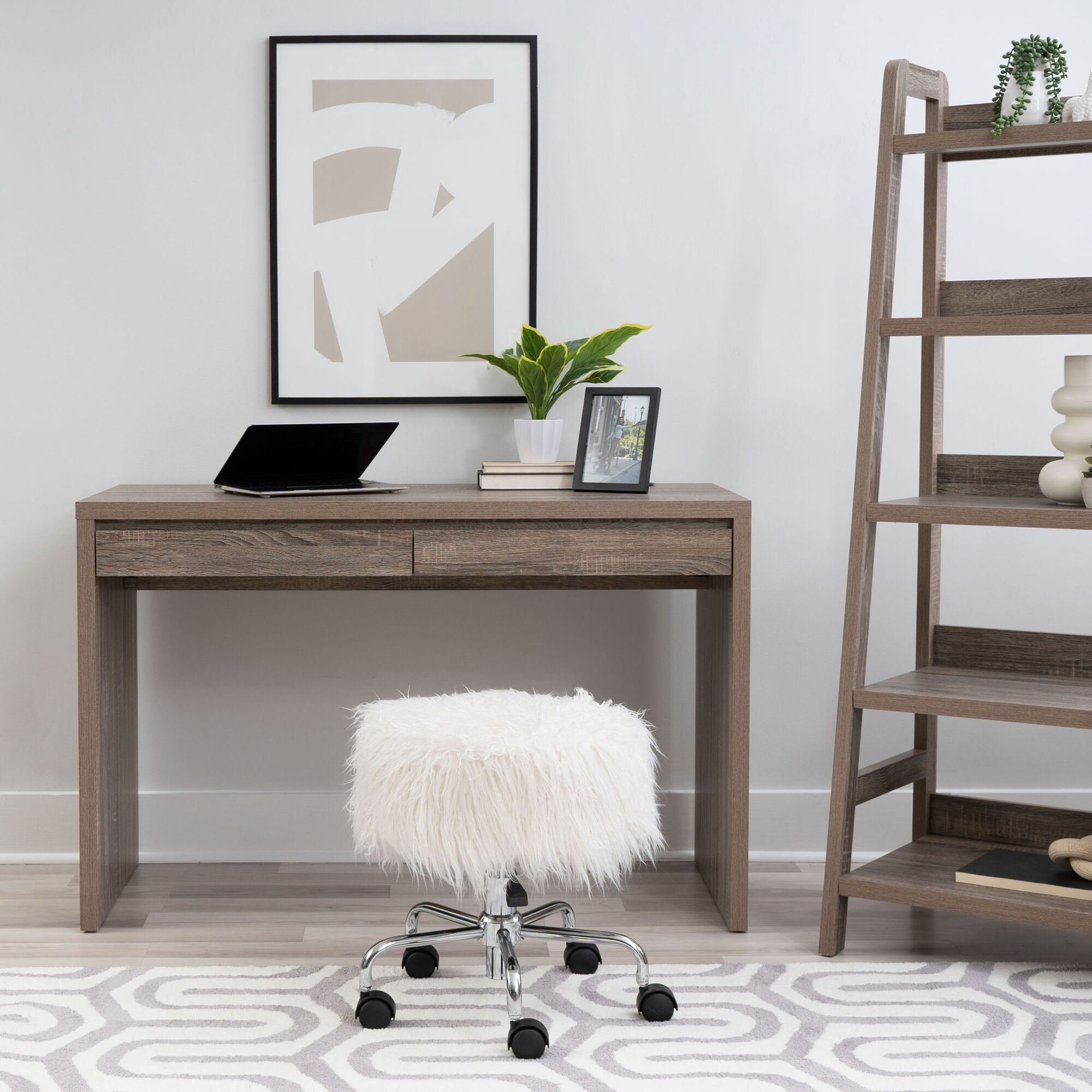 Bream Gray Modern Desk with Drawers