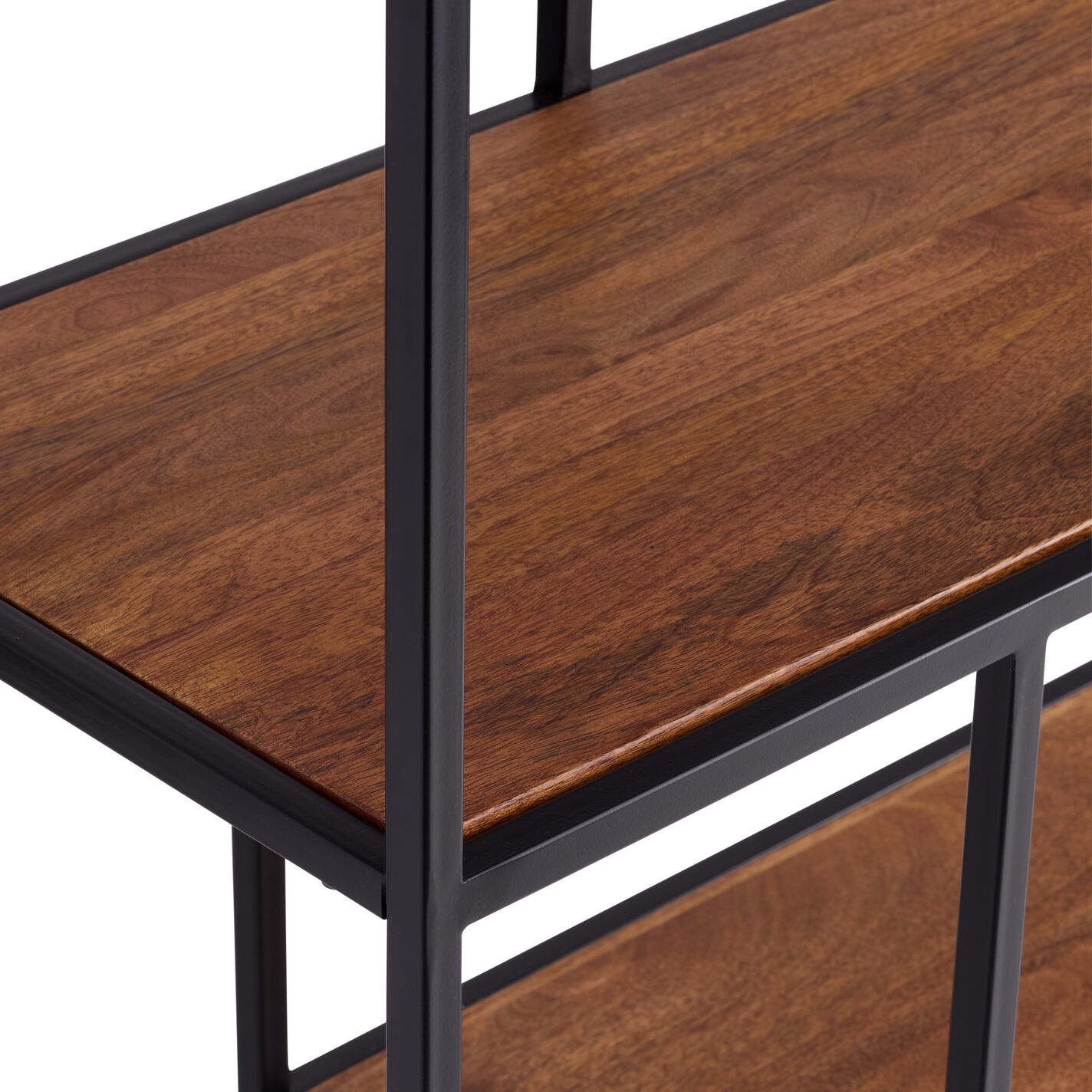 Quintin Tall Wood and Black Metal Modern Bookshelf