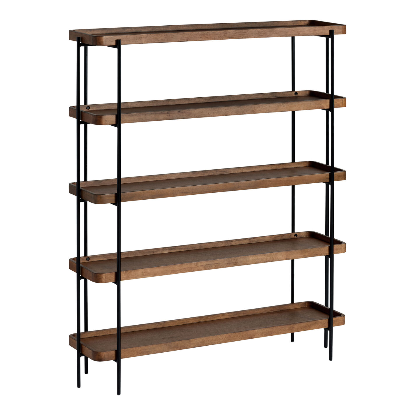 Kaili Tall Vintage Acorn and Black Metal Bookshelf