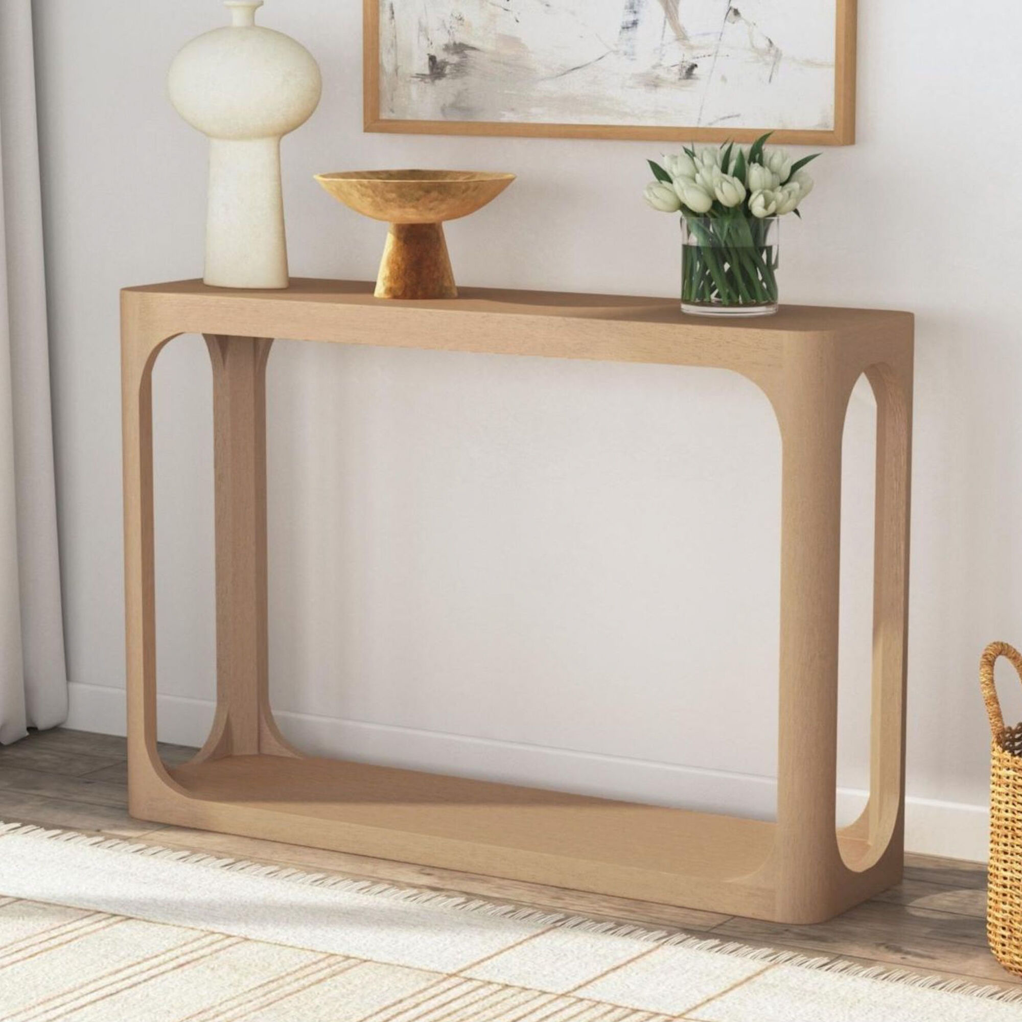 Branyon Wood Console Table with Shelf