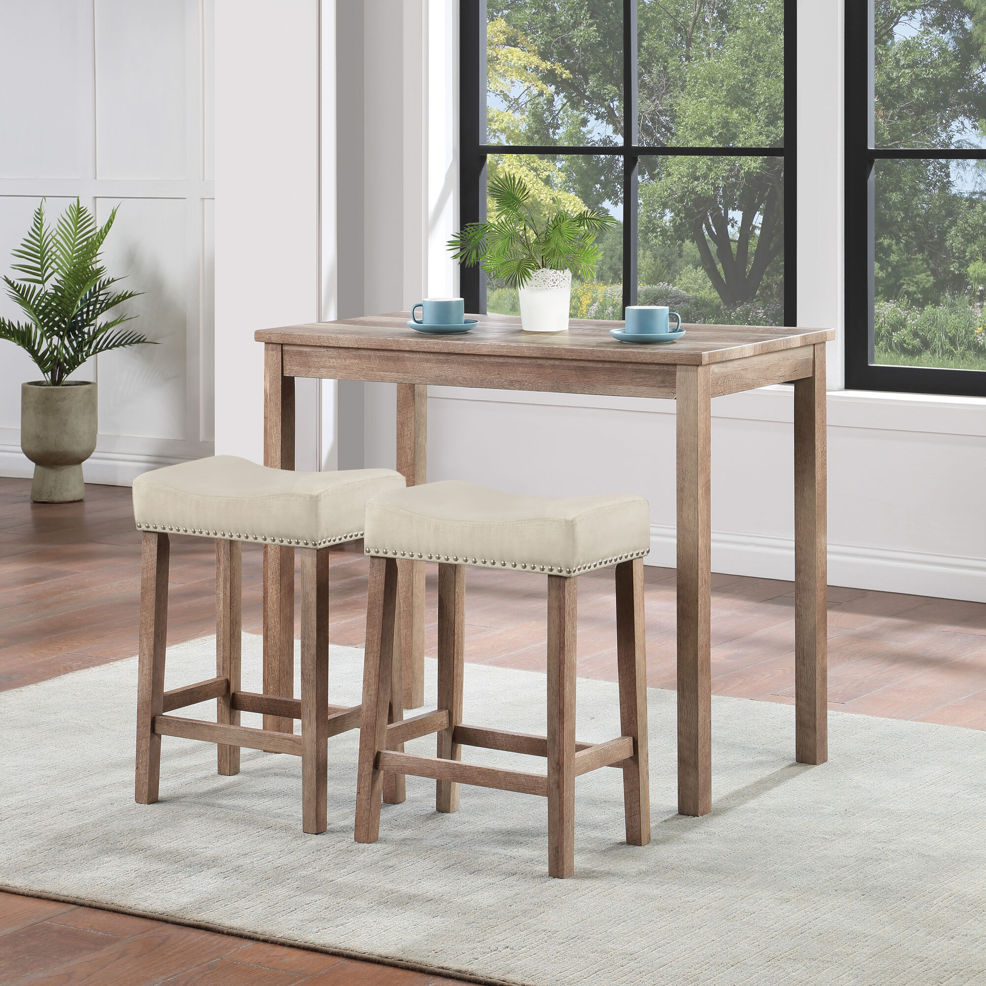 Mason Natural Wood 3 Piece Counter Height Dining Set