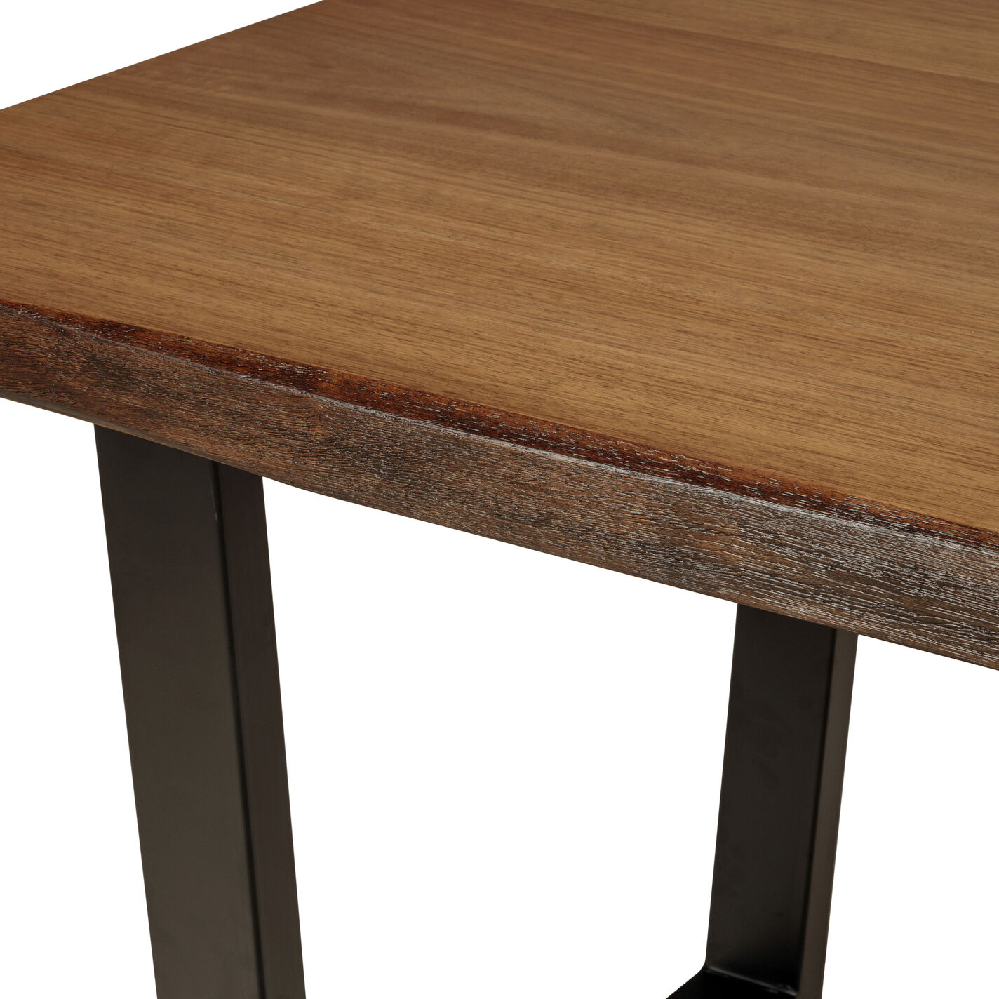 Channing Light Walnut Faux Live Edge Wood and Metal Dining Table