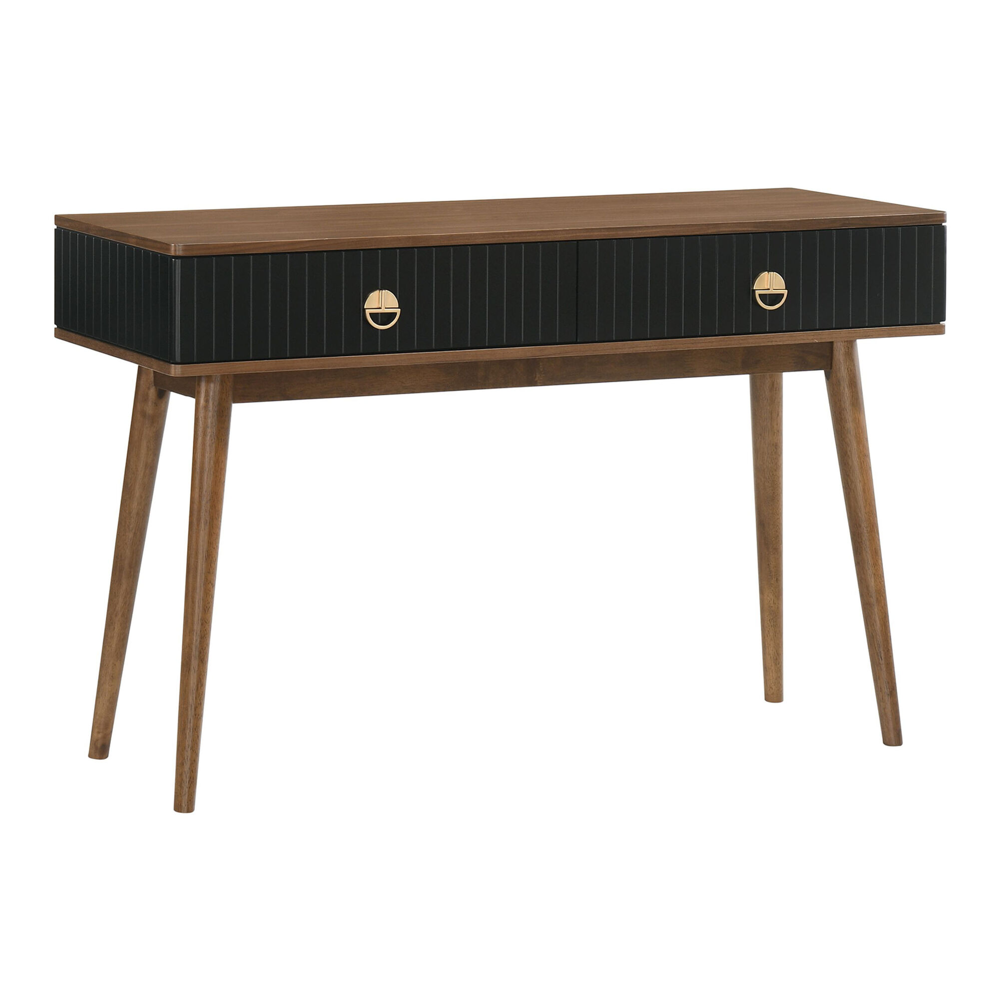 Jakob Walnut and Black Wood Console Table with Drawers