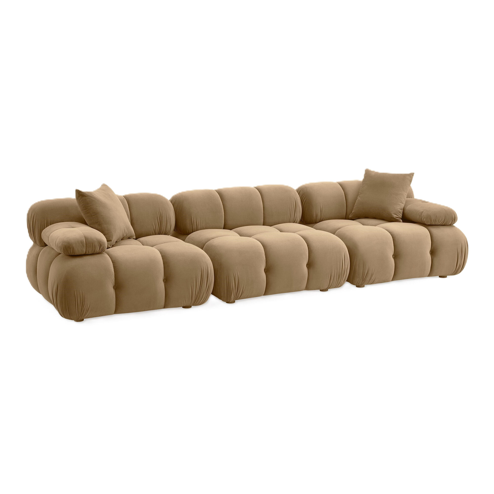 Calidad Cafe au Lait Velvet 3 Piece Modular Sectional Sofa