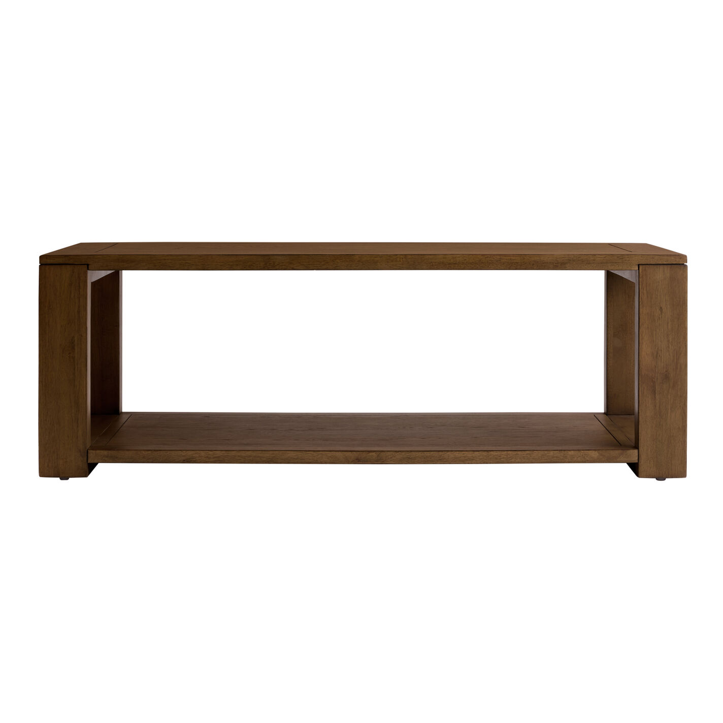 Marlen Wood Block Coffee Table with Shelf