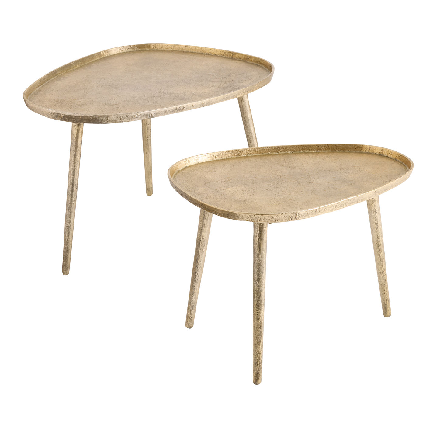 Castela Triangular Gold Metal Nesting Tables 2 Piece Set