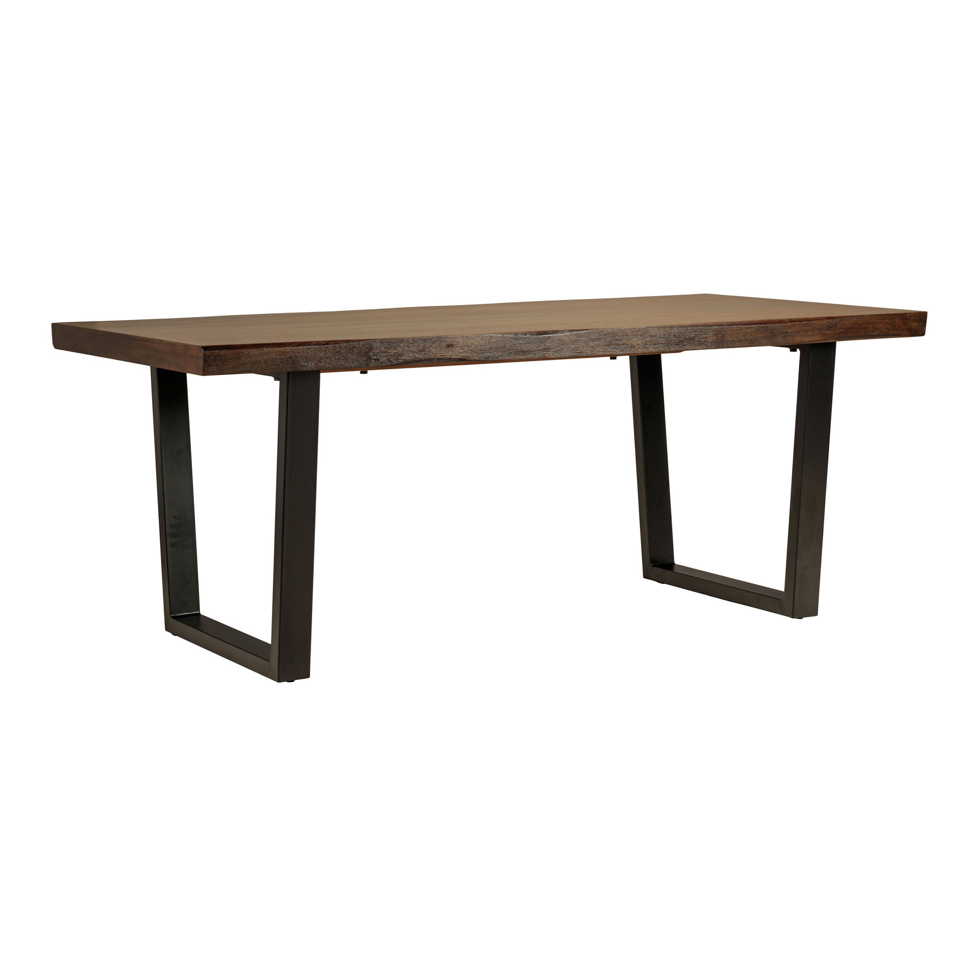 Channing Light Walnut Faux Live Edge Wood and Metal Dining Table