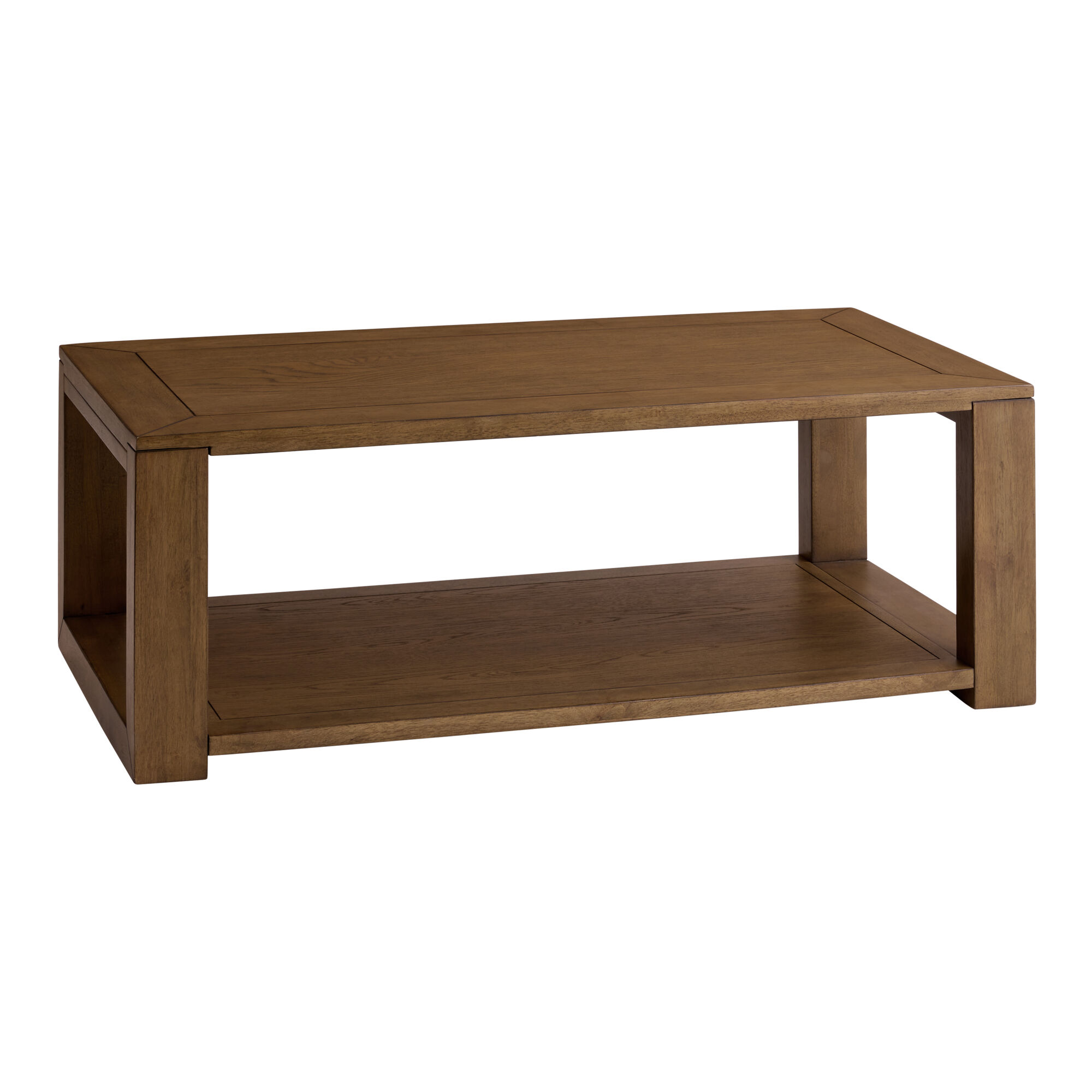 Marlen Wood Block Coffee Table with Shelf