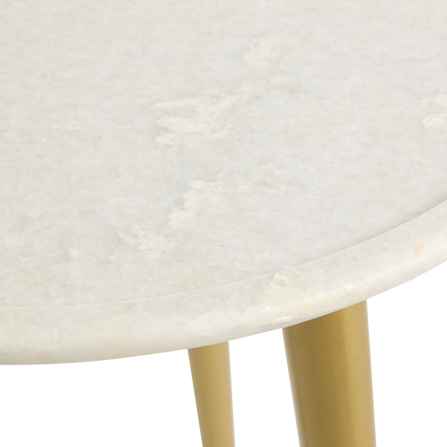 Valencia White Marble Top and Gold Metal Tripod Side Table