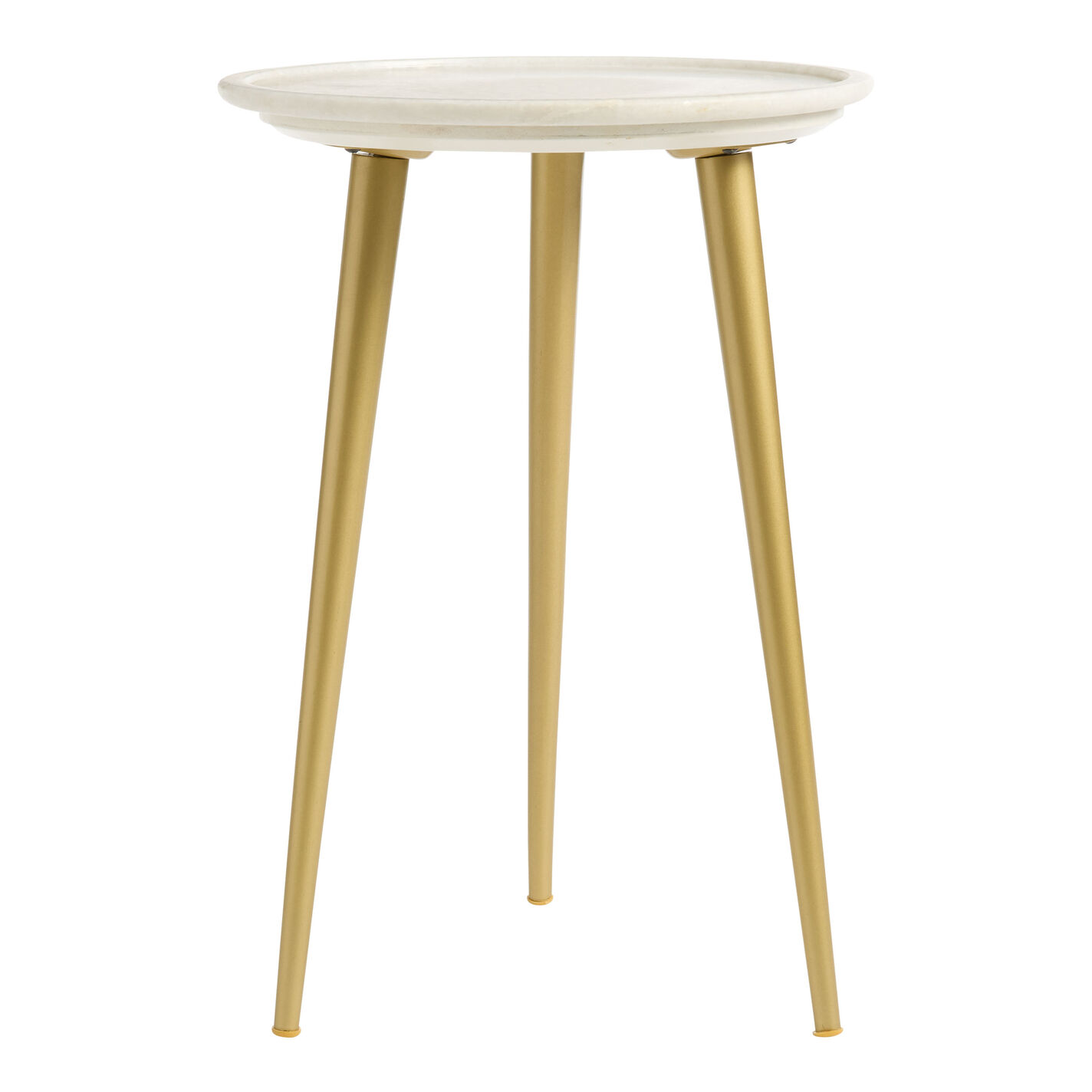 Valencia White Marble Top and Gold Metal Tripod Side Table
