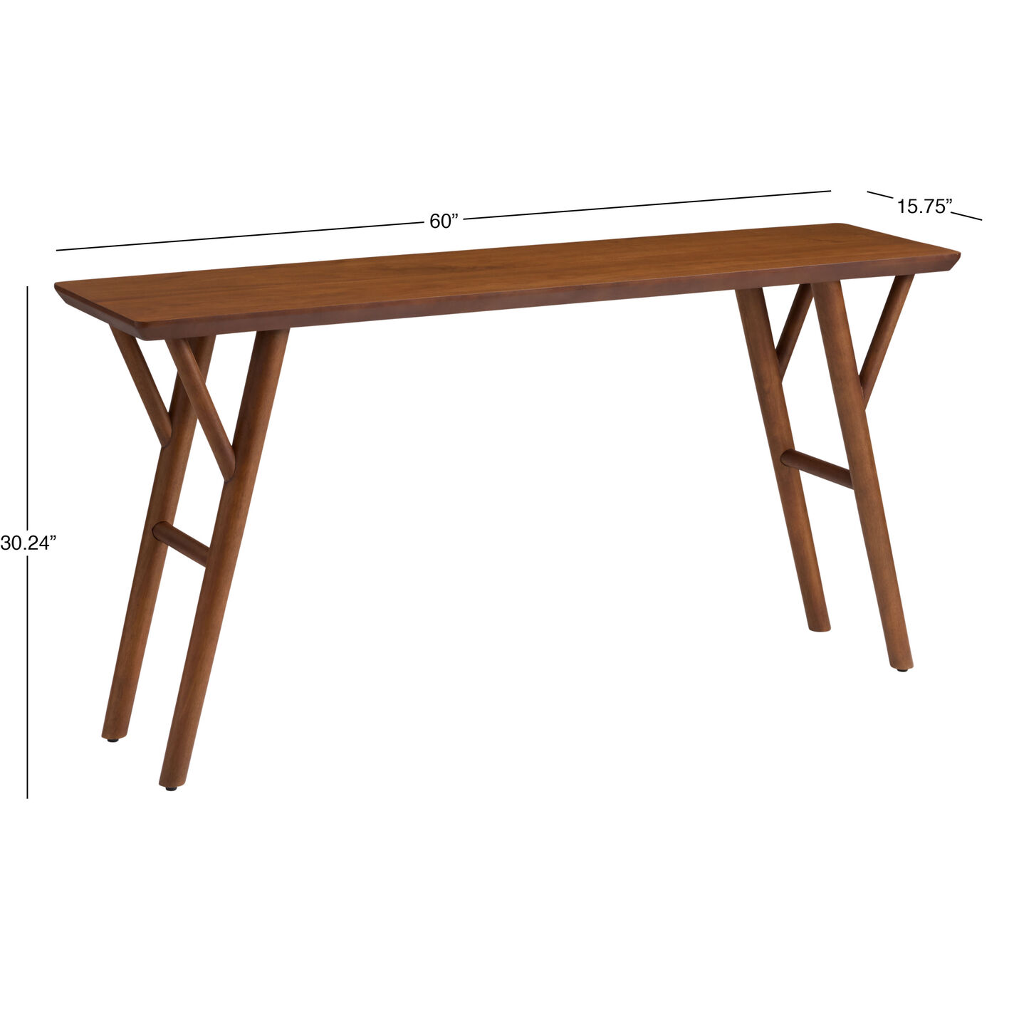 Andie Dark Walnut Angled Leg Mid Century Console Table