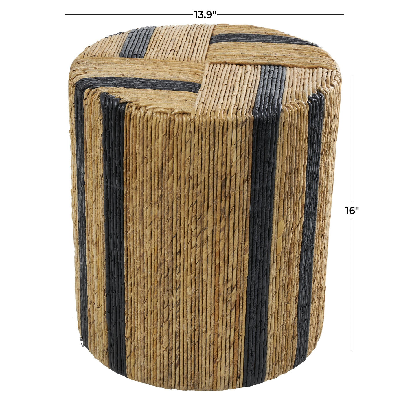 Juno Round Natural and Navy Banana Leaf Wrapped Side Table