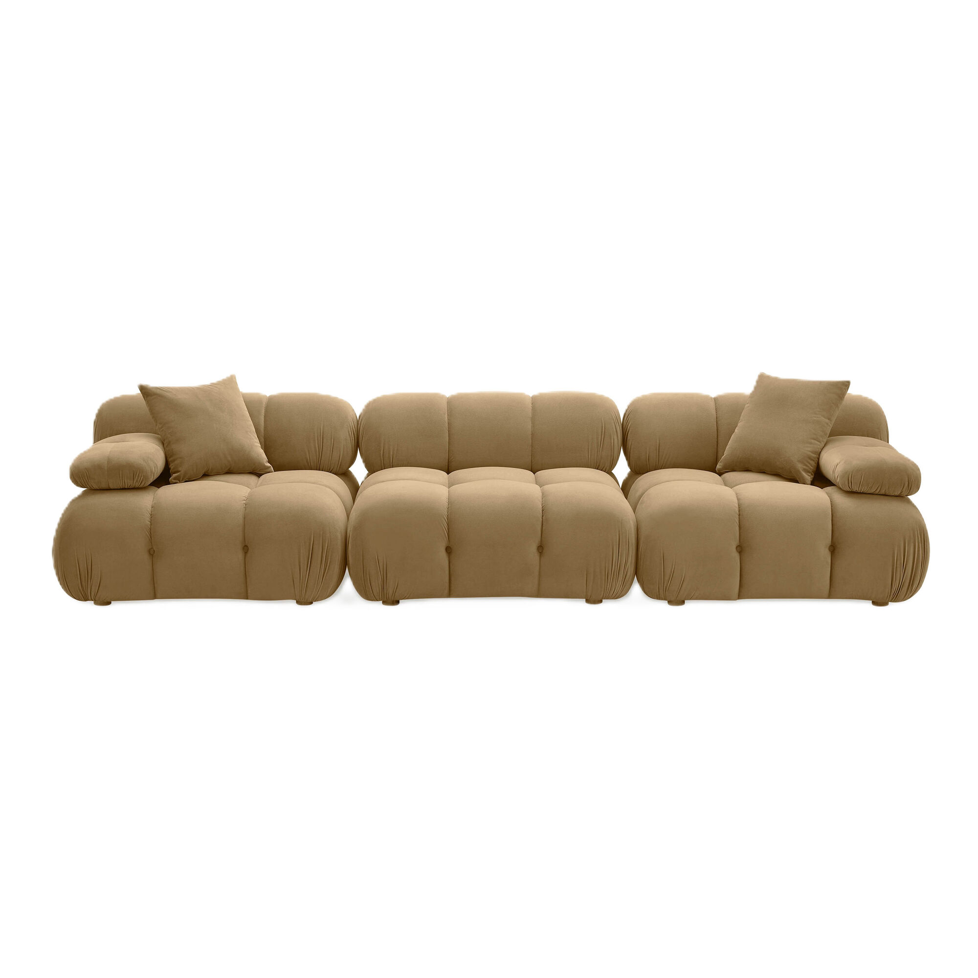 Calidad Cafe au Lait Velvet 3 Piece Modular Sectional Sofa