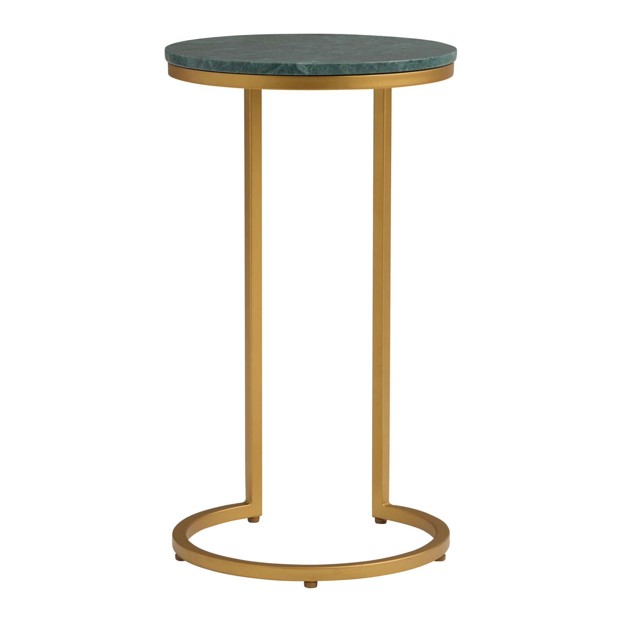 Baylor Marble Top and Gold Metal C Shaped Side Table